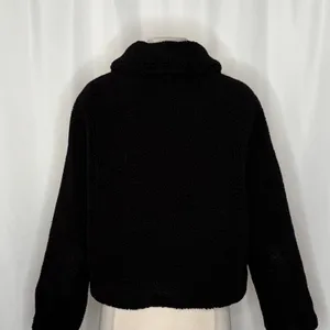 ZARA Black Sherpa Fuzzy Fleece Teddy‎ Coat Faux Shearling Snaps Pockets Small thumbnail 10