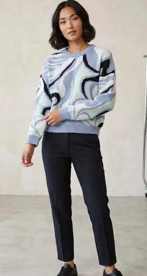 NWT Princess Polly Kailey Knit Jumper Blue Swirl Size XS/S thumbnail 1