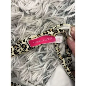 Victoria's Secret Cheetah Halter Top Bikini Black Tan White‎ Size Large thumbnail 3