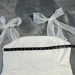 NEW Lulus Beaming Perfection White Pearl Organza Tie-Strap Mini Dress Size XL thumbnail 11