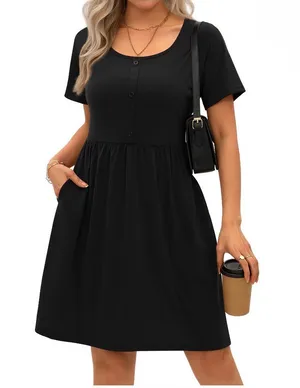NWT Moshu Summer Dress Black Size L thumbnail 1