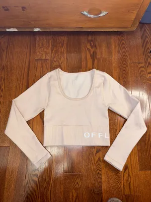 Offline aerie pink cropped ribbed workout gym top thumbnail 2