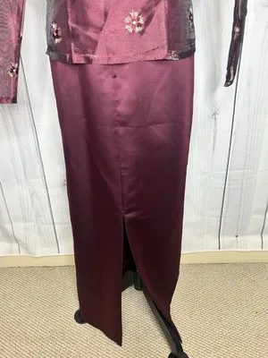 Karen Miller Purple Dress Suit Set Sz 8 Sheer Embroidered Jacket Sheath Dress thumbnail 9