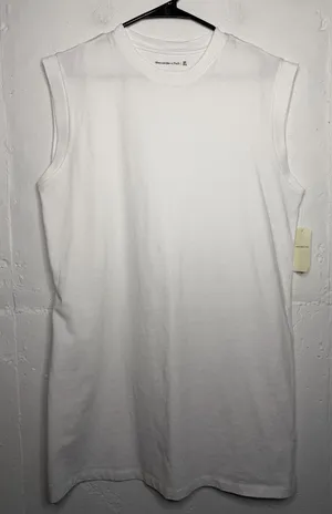 NEW Abercrombie & Fitch Medium Petite White Sleeveless Shirt Dress thumbnail 1