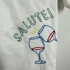 Jane‎ and Delancey White Embroidered Fruit Wine Sun Button Up Shirt Beachy Vacay thumbnail 9