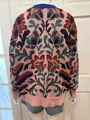 Farm Rio Toucans Scarf Mixed Prints Knit Long Sleeve Cardigan Size Small thumbnail 10