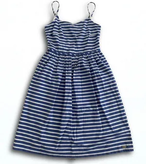 J.Crew Blue White Striped Cotton Midi Sundress Pockets Size 00 thumbnail 1