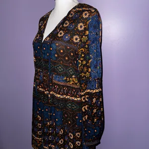Altar’d State Bohemian Long Sleeve Floral Print Mini Dress thumbnail 10
