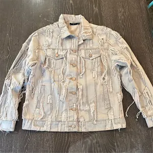 True Religion Women's Distressed Denim Jacket Blue Size M Casual Button Front thumbnail 4