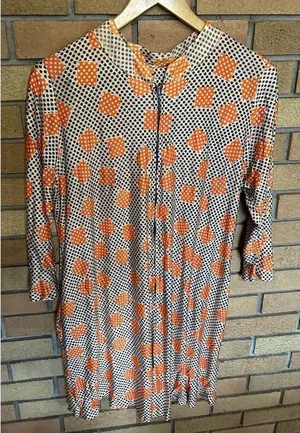 Vintage Lane Bryant Dress Women's Long Sleeve Maxi 70s Retro Groovy Patterned thumbnail 1