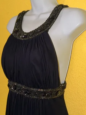 Xscape Black Halter Maxi Dress with Beaded Waist thumbnail 7