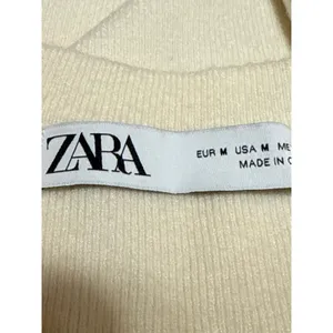 Zara Women's Cream Long Sleeve Knit Crew Neck Button Up Cardigan Sweater Size M thumbnail 3