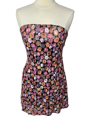 NWOT MISCREANTS Cupid Mini Dress in Orange Pink Lace thumbnail 3