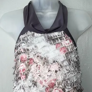 Studio Y Size Large Tiered Ruffle Halter Top Blouson Y2K Fairy Grunge Romantic thumbnail 4