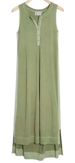 Anthropologie Saturday Sunday Moss Green Sleeveless Button Up Casual Maxi Dress thumbnail 1