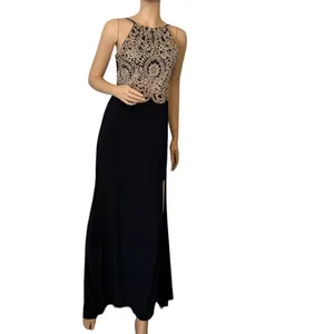 Blondie Nites Dress Juniors 11‎ Medium Black V-Neck Embellished Maxi Formal thumbnail 2