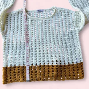White and brown crochet sweater Size M thumbnail 3