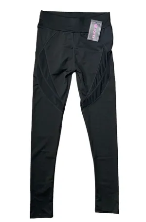 POP Fit Women’s Black High Waisted Mesh Leggings Size Medium NWT thumbnail 1