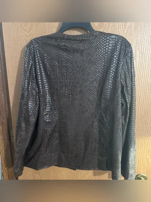 Dana Buchman Womens Blazer Jacket Brown Snake Print Snap Front Pockets Coat Lrg thumbnail 7