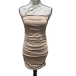 Oh Polly Beige Ruched Halter Neck Bodycon Mini Dress US 8‎ Party Clubwear thumbnail 2