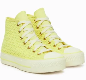 NEW Converse Wmns Chuck Taylor All Star Lift Platform Knit High 'Lemon Slushy' thumbnail 1