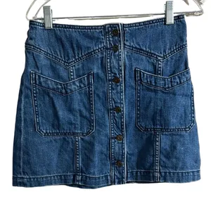 Free People Blue Mini Cargo Skirt thumbnail 1