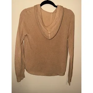 Lauren Ralph Lauren Womens Tan Waffle Knit Hooded Pullover Sweater Size M Preppy thumbnail 5