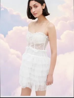 For Love & Lemons White Lace Tiered Dress NWT thumbnail 8