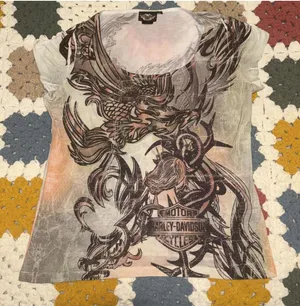 Vintage Y2K Harley-Davidson Women's XL Eagle Graphic Summer Motorcycle T-Shirt thumbnail 1