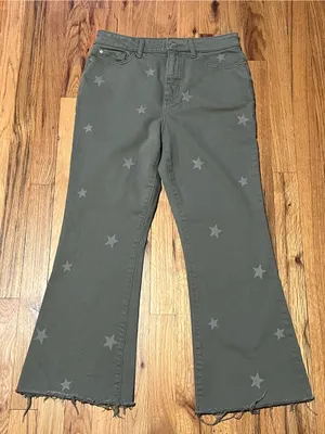 Warp + Weft Gray Star-Print Wide Leg Jeans thumbnail 2
