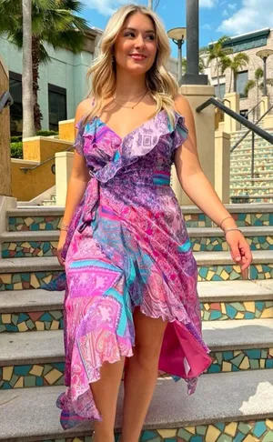 Gianni Bini x DANNIJO Isabella Printed Ruffle Crinkle Chiffon Maxi Dress thumbnail 3