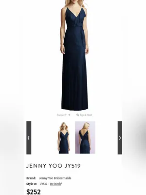 JENNY YOO Women’s Bridesmaid V-Neck Style JY519 Florentine Lace Navy Size S thumbnail 3