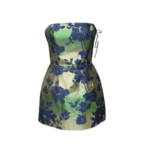Katie May Valerie Metallic Floral Strapless Mini Dress Womens S Emerald Garden thumbnail 2