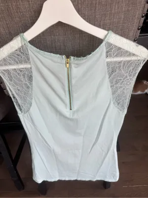 Express Mint Lace-Shoulder Top thumbnail 3