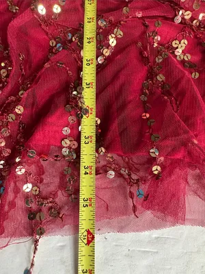 Southern fried chics deep red Sequined V-Neck and back sequin fringe L dress thumbnail 11