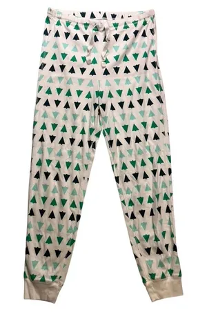 Primary‎ Pajama Pants Unisex Medium White Green Organic Cotton Tree Print thumbnail 1