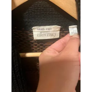 Vintage Ellen Tracy Heavy Knit Scarf Sweater Coat CardiganLarge thumbnail 6