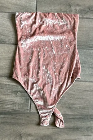 Crushed velvet tube bodysuit thumbnail 1