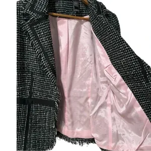 BISOU BISOU Michelle Bohbot Tweed Fringe Black Blazer Jacket Women’s Sz 6 Small thumbnail 14