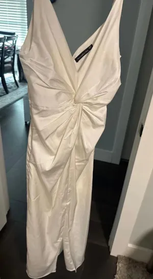 Abercrombie white silky maxi dress thumbnail 1