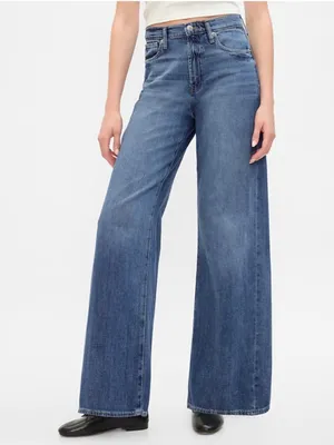 NWT GAP High Rise Wide Leg Jean Relaxed Comfort 100%‎ Cotton 12/31R thumbnail 2