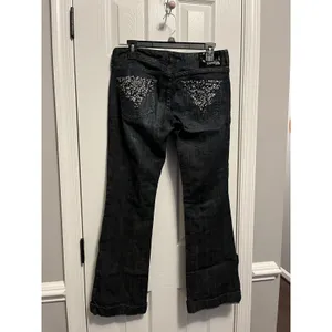 Express Jeans Womens Stella Boot Cut Denim Size 6 Embroidered Pockets Rhinestone thumbnail 4