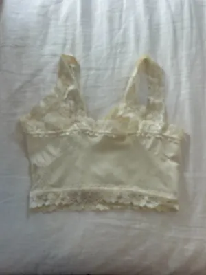 Yellow Lace Cropped Tank Top thumbnail 2