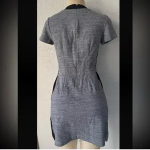 Madewell Grey Knit Pleated Fit & Flare Dress Black Trim Size 4 Short Sleeve thumbnail 3