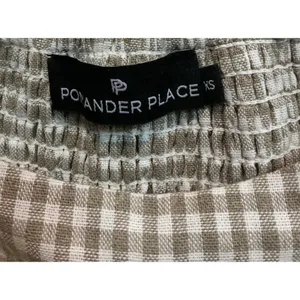 Pomander Place Tuckernuck Gingham‎ Abigail Dress Tan White Puff Sleeve Mini XS thumbnail 3
