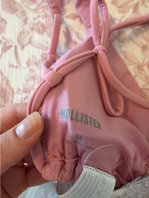 NWT Hollister smocked over-the-shoulder triangle bikini top pink size medium thumbnail 4