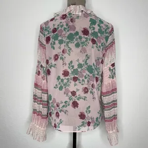 REVOLVE Misa Los Angeles Revolve Pink Green Floral Bohemian Blouse XS thumbnail 7