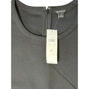 Ann Taylor Womens Black Sleeveless Shell Top Crew Neck Zip Back Size M New thumbnail 3
