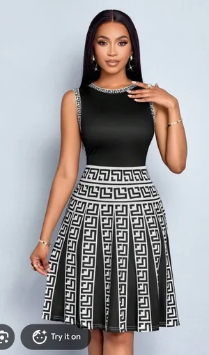 Dress with Black Greek Key Trim Small thumbnail 1