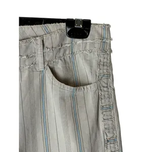 American‎ Eagle Striped Pants Women 10 Gray Blue Frayed Raw Edge Flare Retro thumbnail 6